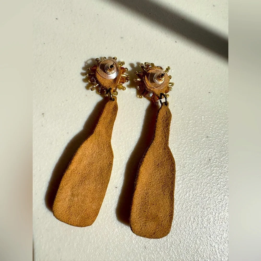 James Ascher Leopard Print Beaded Statement Earrings | Red & Gold | Glamorous - Picture 7 of 7